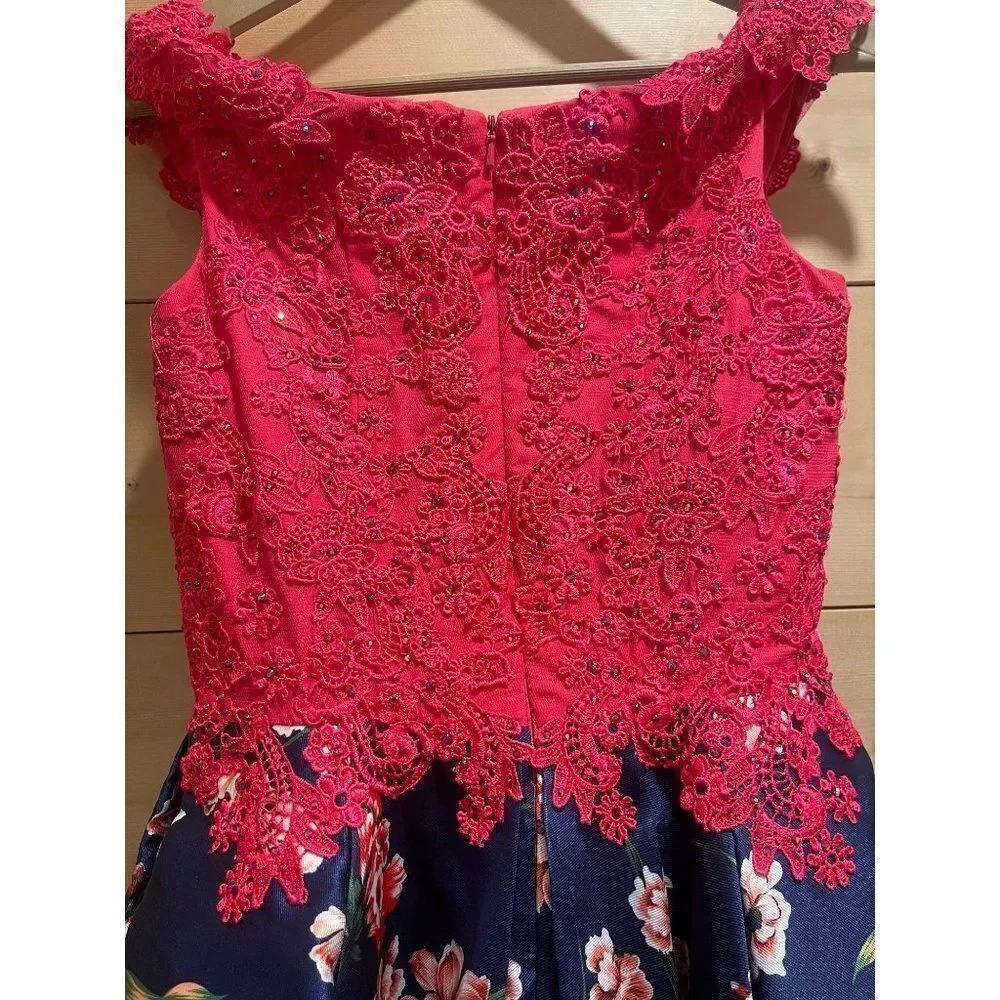 Ellie Wilde Mon Cherie Mikado Floral Beaded Pink Peekaboo Homecoming Mini Dress